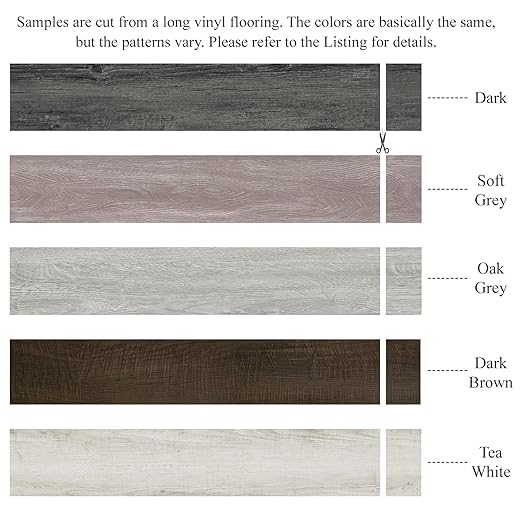 MULGREAT Peel and Stick Floor Tile, Waterproof Self Adhesive Vinyl Flooring 5-Pack Samples, Wood Grain Hard Core Easy DIY 6x4 inch Mini Pieces (Sample)
