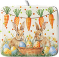 Giwawa Easter Bunny Dish Drying Mat Eggs Carrot Dishes Drainer Pad Absorbent Reversible Dish Rack Mat Protector for Kitchen Countertop 16x18 Inch