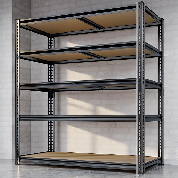 72"H Storage Shelves heavy duty, 2250LBS Garage Shelving, 5 Tier Metal Shelving Unit Adjustable Garage Shelves Utility Rack Shelf for Storage Warehouse Pantry Closet,40" W × 20" D × 72" H, Black, 2PCS