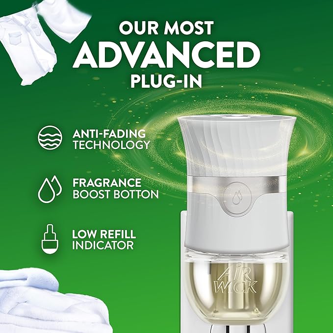 Air Wick Plug in Scented Oil Refill, 2 ct, Fresh Linen, Air Freshener, Essential Oils