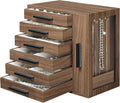 HOOBRO Jewelry Box for Women, Jewelry Organizer Box, 6-Tier Wooden Jewelry Box, Jewelry Case with Side Transparent Window, Creative Gift, for Earring, Necklace, Bracelet, Walnut and Black BH12JB04