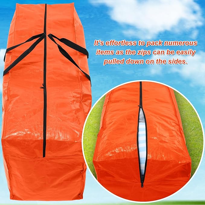 Windyun 4 Pack 69 Gallon Extra Large Moving Bags XXL Heavy Duty Storage Bag with Strong Zipper Handle Jumbo Big Tote Box Foldable for College Dorm Travel Clothes Duffle Blanket Pillow(Orange)