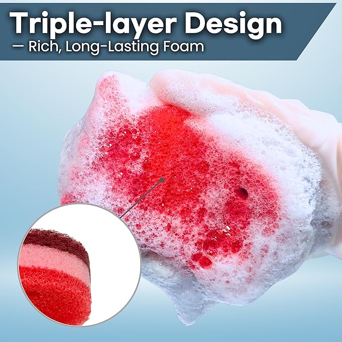 Ohsoborn 5 Pack Multipurpose Dual Sided Triple Layer Dish Sponges Kitchen | Boil Safe Scratch Free Odor Resistant Extra Durable | Flexible and Durable Design for Long Lasting Use (5, Fish)