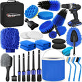 Qydipclin 29Pcs Car Detailing Kit, Car Detailing Brush Set, Car Wash Cleaning Kit, Car Detailing Brushes, Professional Car Care Kit for Interior Exterior Wheels, Blue