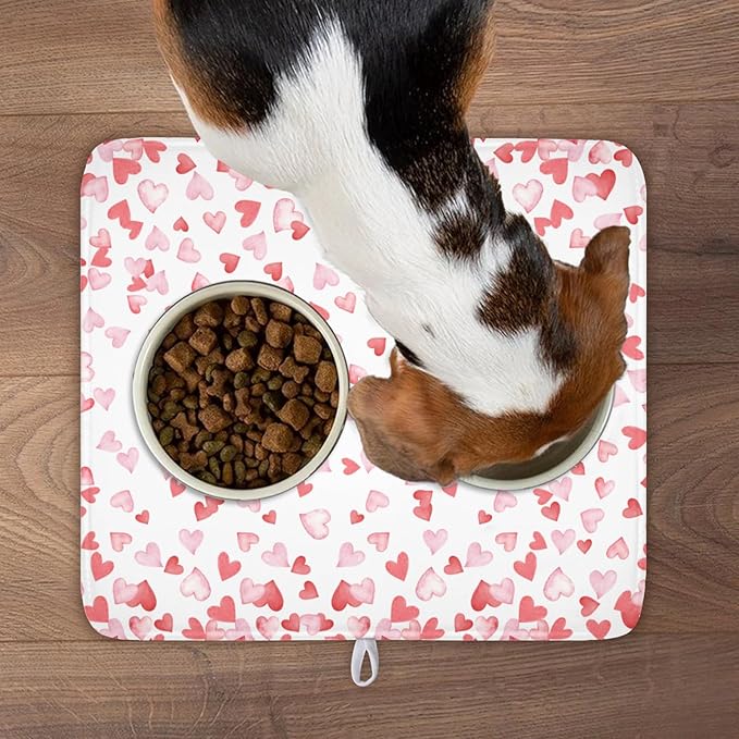 Valentine’s Day Dish Drying Mat for Kitchen Counter 18x16 Inch Watercolor Love Drying Mat with Absorbent Reversible Microfiber Pink Dish Drainer Mats Rack Pad for Coffee Countertop Protector