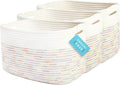OrganiHaus Set of 3 Woven Storage Baskets for Shelves, Decorative Organizer Bins for Closet & Bathroom, Multipurpose Home Organization Baskets, Toy Storage Basket - Rainbow Stitches 15x9x10 inches