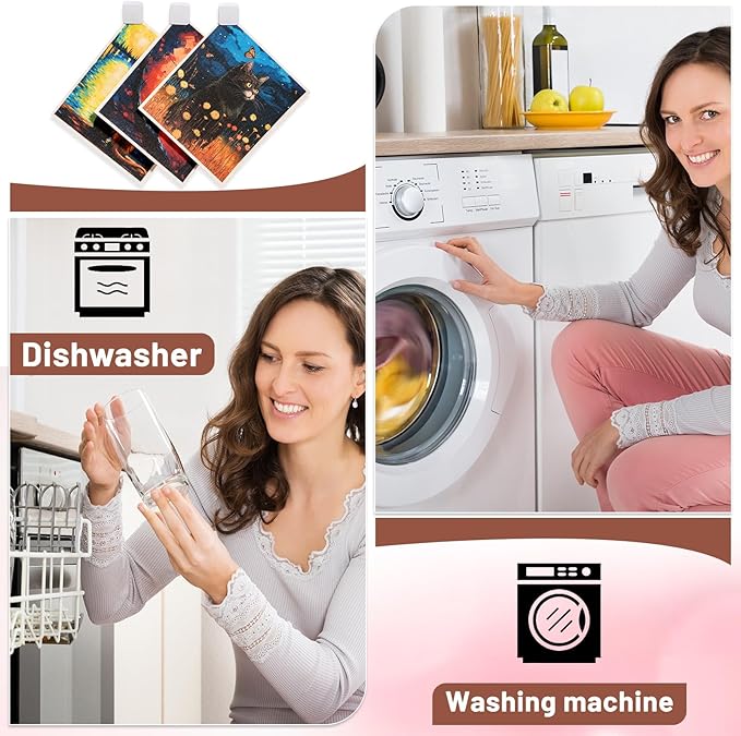 Lucomb 10 Pack Swedish Dishcloth Cellulose Sponge Cloths Bulk, Reusable Absorbent Kitchen Towels Dish Cloths Set Quick Drying Washable for Dishes Counters