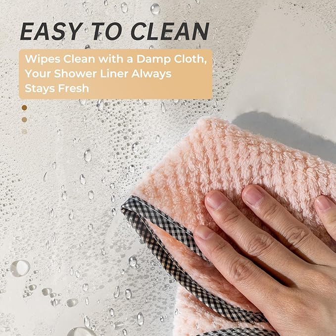 AmazerBath Thick PEVA Shower Curtain - Tan, Waterproof 72x72, Heavy Duty with 3 Weighted Stones and 12 Grommets