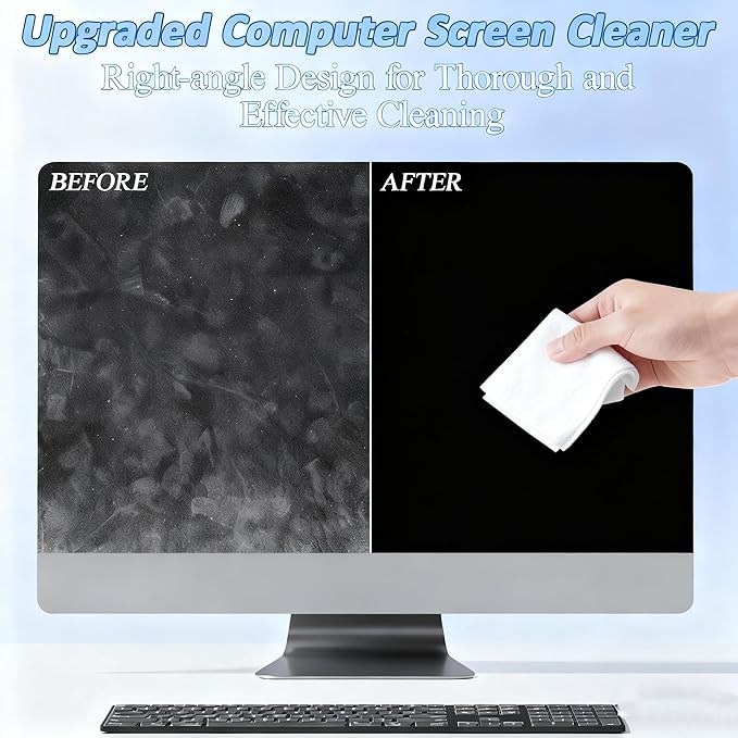 Ordilend Screen Cleaner Refill Kit for Keyboard Cleaning Kit Laptop Cleaner, 10-in-1 Computer Screen Cleaning Brush Tool, Streak-Free Spray for Computer, Phone, Pad, Includes Microfiber Cloth, 60ML