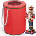 VERONLY Nutcracker Storage Box, Octagonal Figurine Collectible Organizer with Clear Top & Handles, Christmas Decor Storage for 9-16" Holiday Figurines and Soldier Dolls Collection