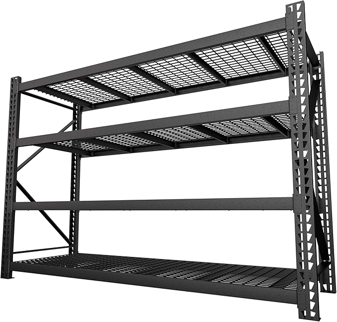 Yardenaler 8000LBS Storage Shelves, 4-Tier Adjustable Metal Shelving Units, Iron Industrial Shelving for Garage, Warehouse, Basement, 91 "W x 24 "D x 87 "H, Black