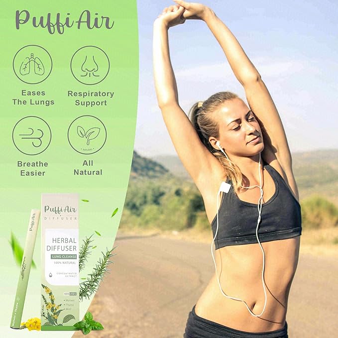 PUFFIAIR Daily Balance Trio Herbal Diffuser Pen Set | Refresh Reset Calm Blends | Green Purple Blue | 3 Count