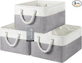 Large Storage Baskets- 15.7x11.8x8.26 inch Storage Bins for Shelves and Closet Organizing, Foldable Fabric Bin for Home Organization Clothes and Laundry (3-Pack, White&Grey)