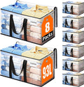 Extra Large Heavy Duty Moving Bags, Storage Bags with Strong Zippers & Handles, Packing Bags for Moving Essentials, Ideal Storage Tote for Home, Dorm & Storage Solutions, 93L, 8 Packs, Clear