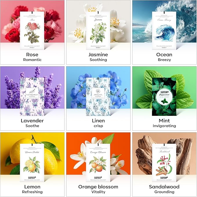 MYARO 20 Packs Fresh Linen Sachets for Drawer and Closet, Long-Lasting Sachets Bags Air Freshener Fresh Scents, Potpourri Bags Home Fragrance for Lover