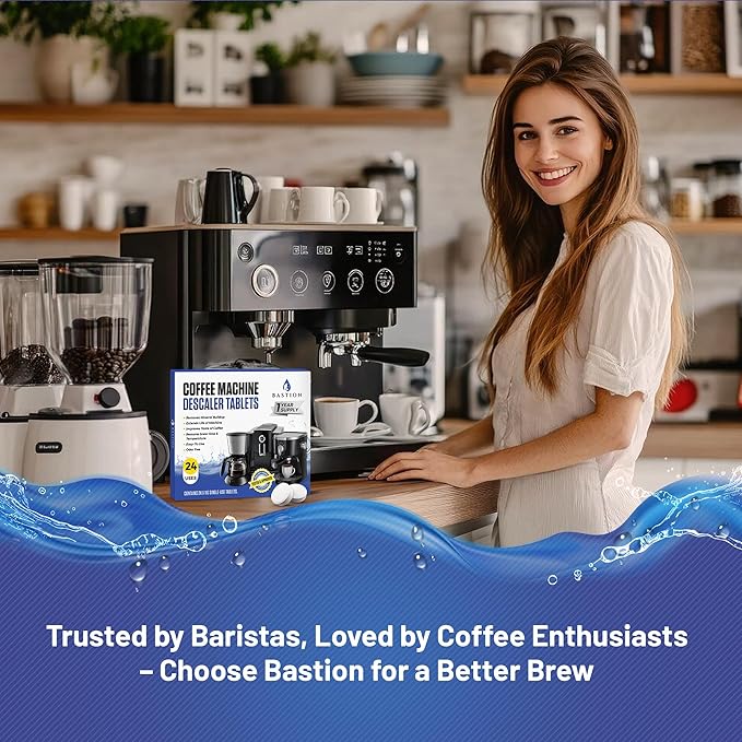 Bastion Coffee Machine Cleaner & Descaler Tablets - 24 Count | Deep Clean & Descale for Keurig, Nespresso, Ninja, Braun, Cuisinart & More | Extend Machine Life & Enhance Coffee Flavor
