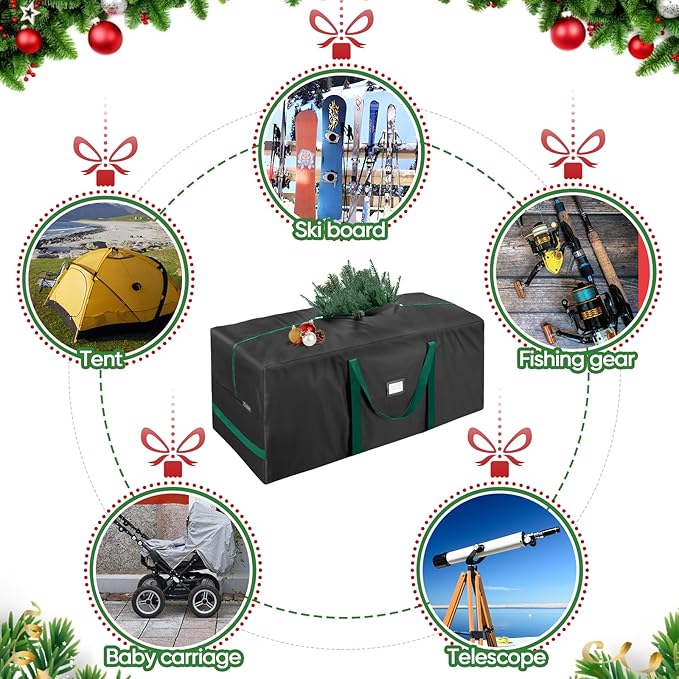 BALEINE 9 ft Christmas Tree Storage Bag, Heavy Duty 900D Oxford Fabric with Reinforced Handles and Dual Zippers Wide Opening, Extra Large Storage Container for Trees and Decorations (Black)