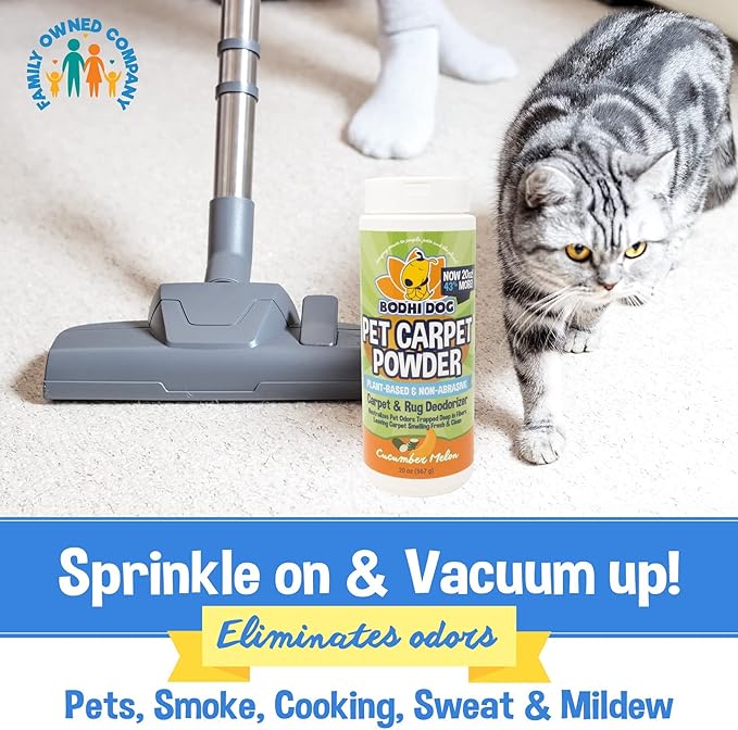 Bodhi Dog Natural Carpet Deodorizer Powder - Dry Pet Smell Eliminator & Urine Odor Remover - Loosens Fur & Dirt - Plant-Based Room Freshener for Vacuuming Home with Pets - Cucumber Melon (Pack of 1)