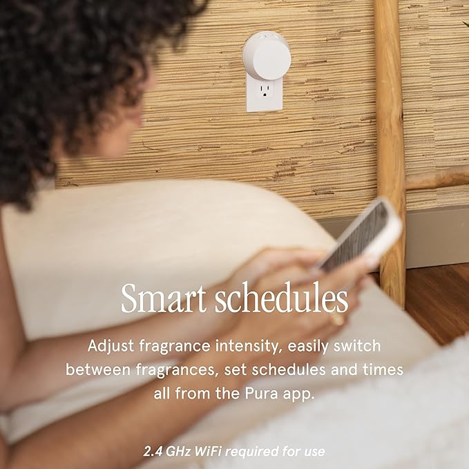 Pura - Smart Home Fragrance Device Starter Set - Pura 4 - Scent Diffuser for Home - Includes Fragrance Aroma Diffuser - Square Box, Lavender Fields and Yuzu Citron Scent Refills