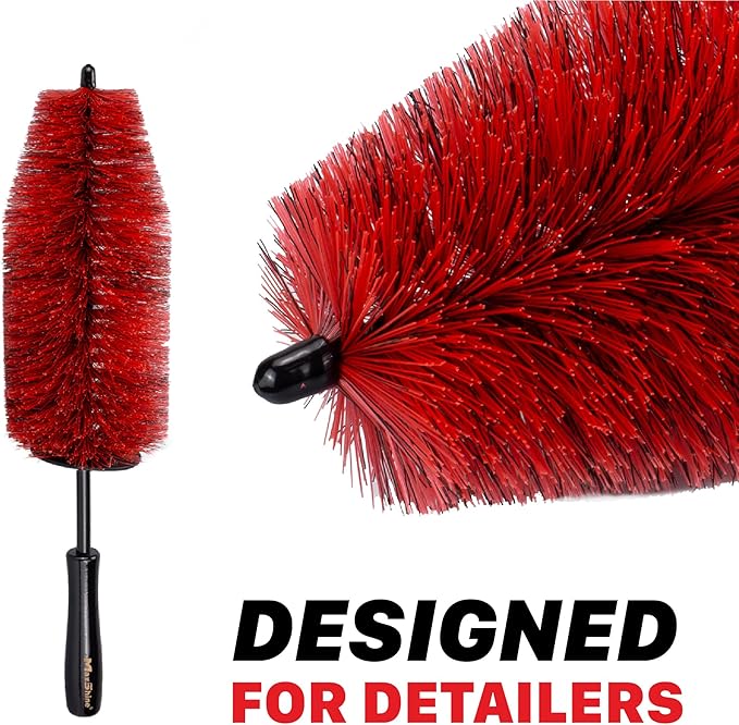 Maxshine Wheel & Rim Brush 10” | Easy to Clean | Large Soft Bristle PP Material with Comfort Grip & Knuckle Guard | Scratch-Free Wheel Cleaning Brush | Universal Car Detailing Tool for Rims & Tires