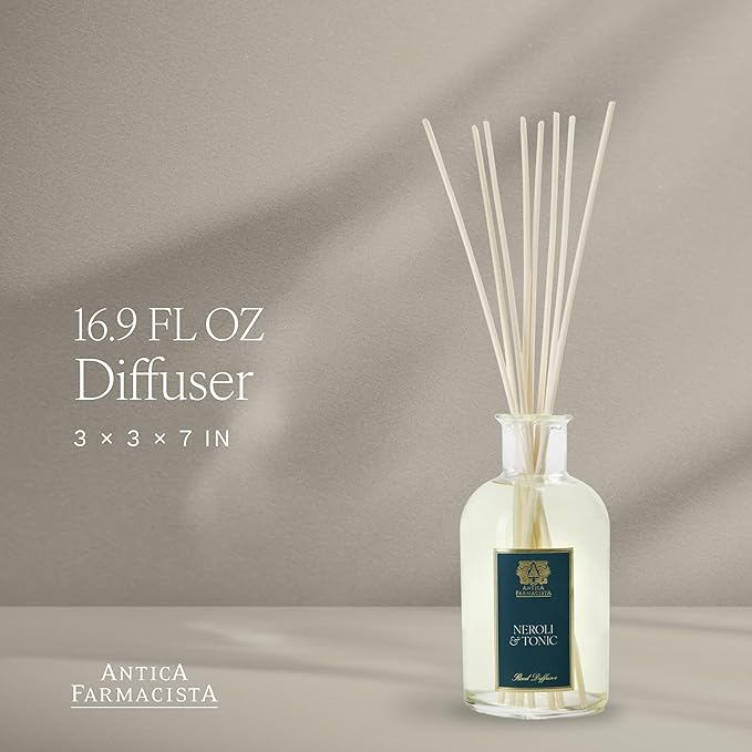 Antica Farmacista Home Ambiance Diffuser - Long-Lasting Reed Scent Diffuser - Luxury Room Freshener Gift - Neroli & Tonic, 16.9 fl oz