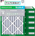 Filterbuy 18x24x4 Air Filter MERV 8 Essential Dust & Allergy Defense (6-Pack), Electrostatic Pleated HVAC AC Furnace Filters Replacement, Made in USA (Actual Size: 17.50 x 23.38 x 3.63)