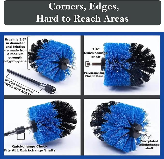 MB Stone Care Easy Oxy Marble Tile Grout Cleaner with Drill Brush KIT - Cleans Granite, Stainless Steel, Fabric, Quartz, Glass (Quart Bundle)