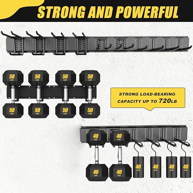 SAMRELAX 64'' Garage Tool Organizer Wall Mount, 18 PCS Adjustable Garden Tool Hanger Rack, Garage Hooks Heavy Duty, Shovel Holder Wall Mount, Storage Hooks for Hanging in Garage