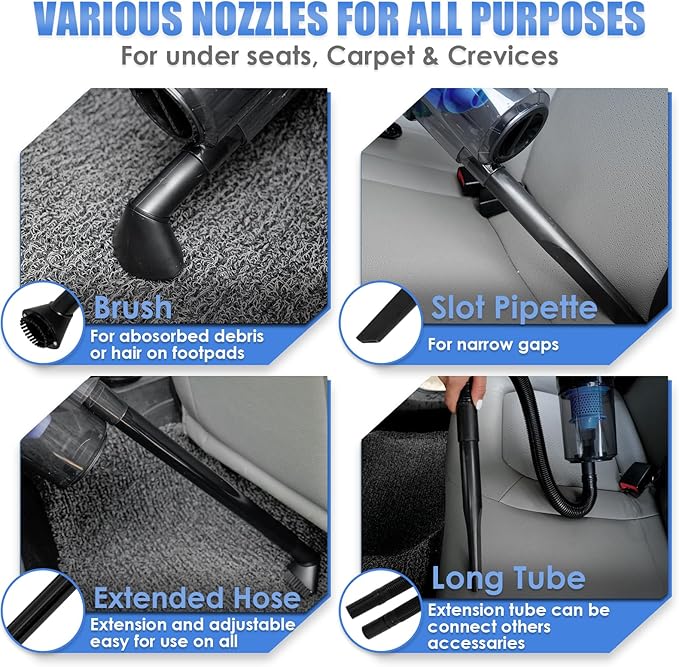 Viewsun Car Cleaning Kit, Car Interior Detailing Kit with High Power Handheld Vacuum, Detailing Brush Set, Windshield Cleaner, Cleaning Gel, Complete Auto Accessories for Men, Women