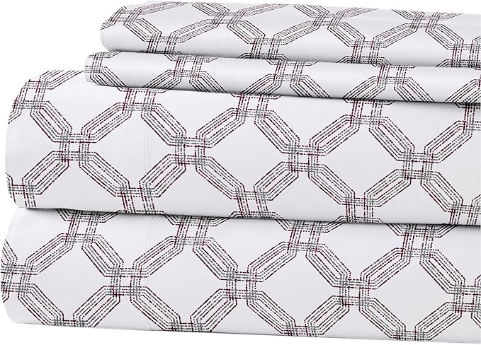 Modern Threads Printed 3-Piece Extra Soft Bedding Sheets & Pillowcase Set, Deep Pocket up to 16 inch Mattress Cara Twin