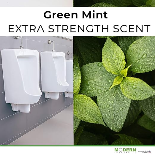 Modern Industrial Urinal Screen Deodorizer 10-Pack - Mint-Scented Urine Odor Eliminator for Fresh-Smelling Restrooms - Fits Most Commercial Urinals - Minimize Splash - Green