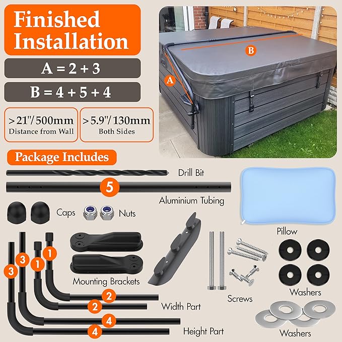 Byers Choice Hot Tub Cover Lifter - 96" to 72" Pivot Top Mount Spa Cover Lift - Adjustable Hot Tub Cover Lift - Fits Most Spa Hot Tubs - Collapsible Spa Cover Lifter - Reinforced Brackets Lift