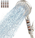 SR SUN RISE Filtered Shower Head with Handheld High Pressure 9 Spray Mode Showerhead Detachable Shower Head Water Softener Filters Beads for Hard Water Remove Chlorine 4 Filters Brushed Nickel