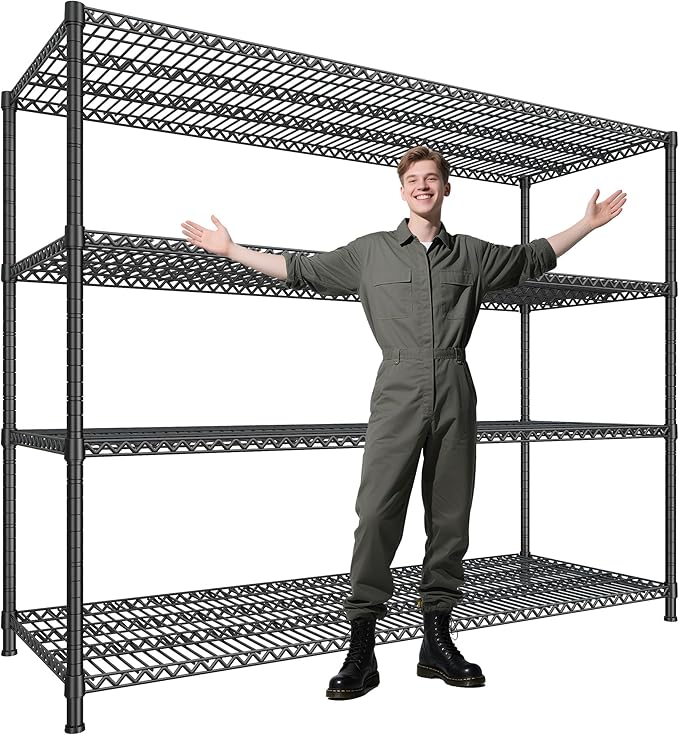DurayLoly 68''W Storage Shelves 2500LBS Wire Shelving Unit, Adjustable Garage Shelving Heavy Duty, Metal Shelving for Garage, Pantry, Kitchen, Basement, Commercial Industrial,68.1"W x 20.9"D x 70.9"H