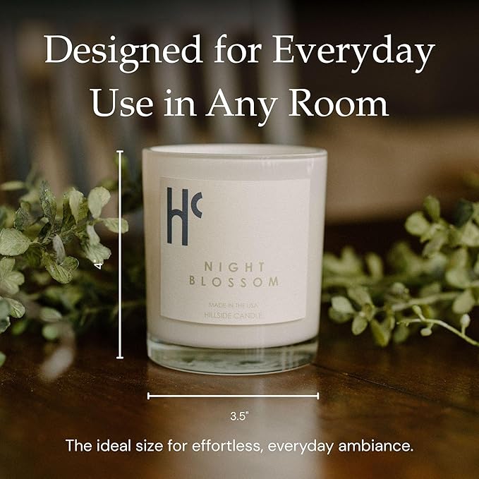 Night Blossom Single Wick Soy Candles, Luxury Scented Candles for Home - Up to 60 Hour Burn Time, Cruelty-Free Soy Wax Blend - Jasmine Fragrance, Notes of Apple & Musk (9 oz)