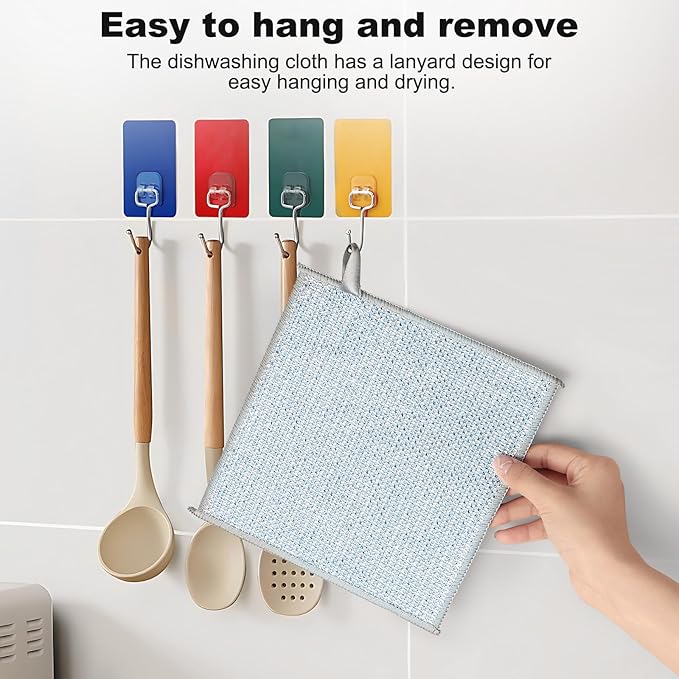 Jeymei 20pcs Non Scratch Wire Dishcloth Multipurpose Wire Dishwashing Rag for Wet and Dry,Metal Scrubbers for Cleaning Dishes,Dual-Sided Kitchen Cleaning Cloth with Mesh,Cleaning Tool for Pot, Blue