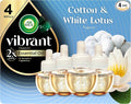 Air Wick Vibrant Plug In Scented Oil Refill, Infused with Essential Oils, Plug In Air Fresheners for Home, Cotton & White Lotus, 4 ct