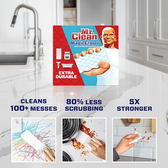 Mr. Clean Magic Eraser, Extra Durable | Multi Purpose Cleaner | 10 Count, Pack of 4