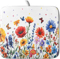 Watercolor Flower Dish Drying Mat 16x18 Inch Floral Butterfly Dish Drainer Protector Pad Washable Reversible Kitchen Counter Dish Dry Pad