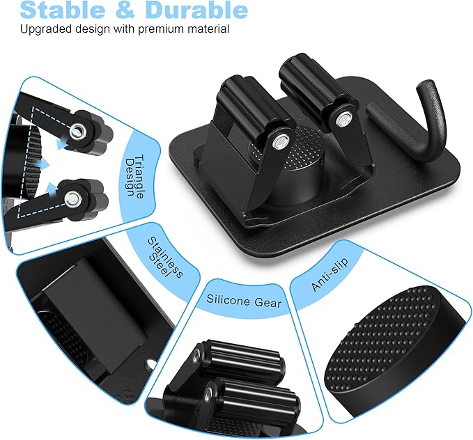 4 Pack Mop and Broom Holder Wall Mount - Stainless Steel Broom Mop Hanger - Wall Mounted Garden Tool Rack Organizer for Closet Garage Laundry Room Kitchen Decor (Black)