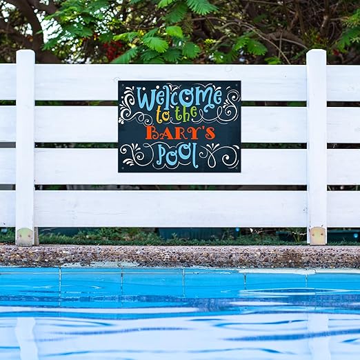 Custom Pool Sign, Welcome to The Pool Fun Colors for Pool Décor Sign, 18x24 Inches, Rust Free .063 Aluminum, Fade Resistant, Made in USA by Sigo Signs