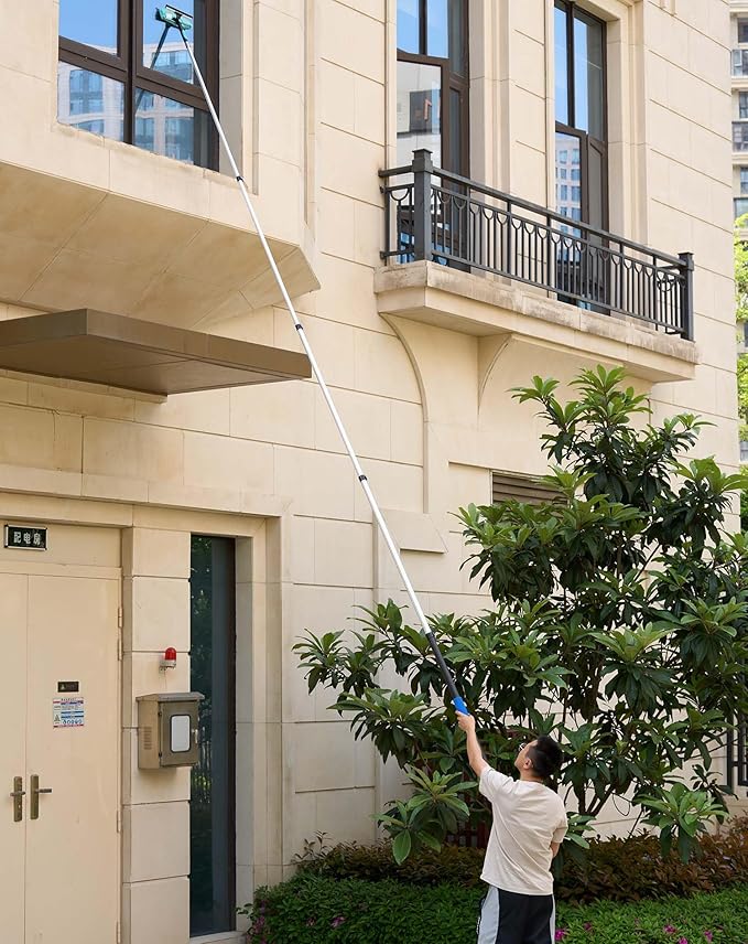 APMOLAR 25 Foot High Reach High Ceiling Fan Cleaner Duster with 7-to-18 Foot Sturdy Light Weight Telescopic Extension Pole