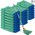 Hushee 12 Pack Large Microfiber Tube Mop Heads 18 oz Heavy Duty Commercial Industrial Wet Mop Head Refill Reusable Machine Washable Looped End Mopheads for Hardwood, Tile, Laminate Floors, Green