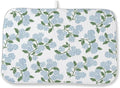 Blue Green Dish Drying Mat 18x24 Inch Vintage Floral Hydrangea Flower Drying Mat Spring Summer Absorbent Dish Drying Pad Dish Rack Drainer Mats for Kitchen Dining Counter