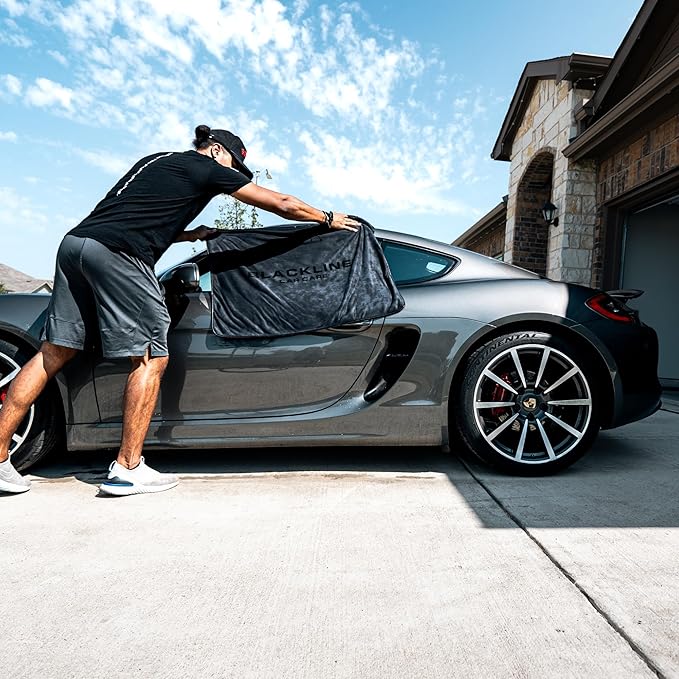 Blackline 24"x36" Slim Twisted-Loop Drying Towel, 800GSM, Streak Free, Lint Free, Reusable - Car Accessories, Bath Towels, Microfiber Cleaning Cloth - One Pass is All You Need