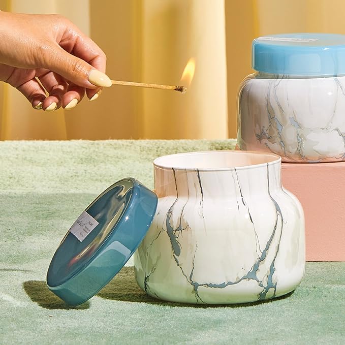Capri Blue Scented Candles - Modern Marble Oversized Jar - Luxury Candles for Home Scented with Tropical Fruits & Sugared Citrus - Soy Wax Blend (Volcano, 28 oz)