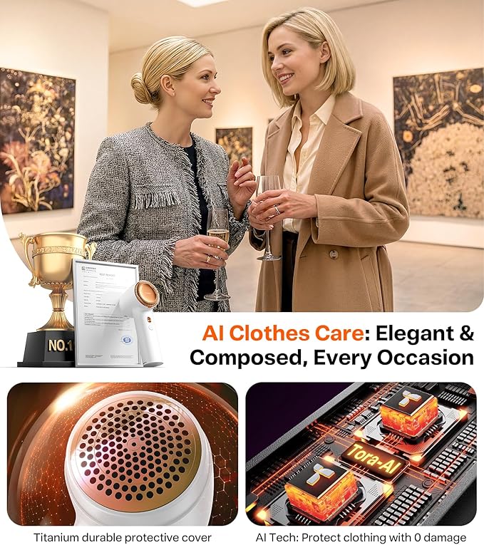 TORRAS Fabric Shaver Lint Remover, Rechargeable & Use While Charging, Electric 3-Speed Sweater Shaver Remove Fuzz, Pilling for Cashmere, Wool, Coat, Furniture, Clothes depiller, Pearl White