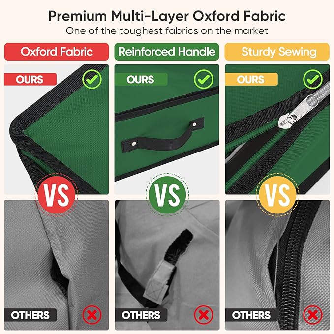 BALEINE Wrapping Paper Storage Organizer, 40" Durable 600D Oxford Fabric Gift Wrap Storage Bag with Flexible Partitions for Ribbon, Holiday Accessories (Green)