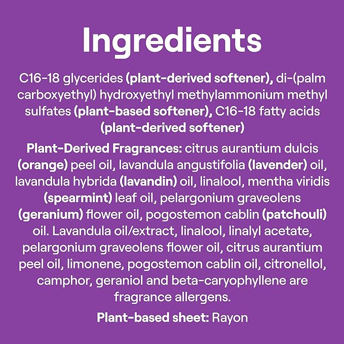 Seventh Generation Dryer Sheets Fabric Softener Fresh Lavender Scent with 100% Essential Oils and Botanical Ingredients 80 Sheets (Pack of 4)