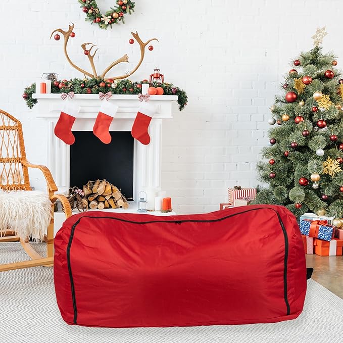 Northlight 57" Red Artificial Christmas Tree Rolling Storage Bag for Trees Up to 9ft